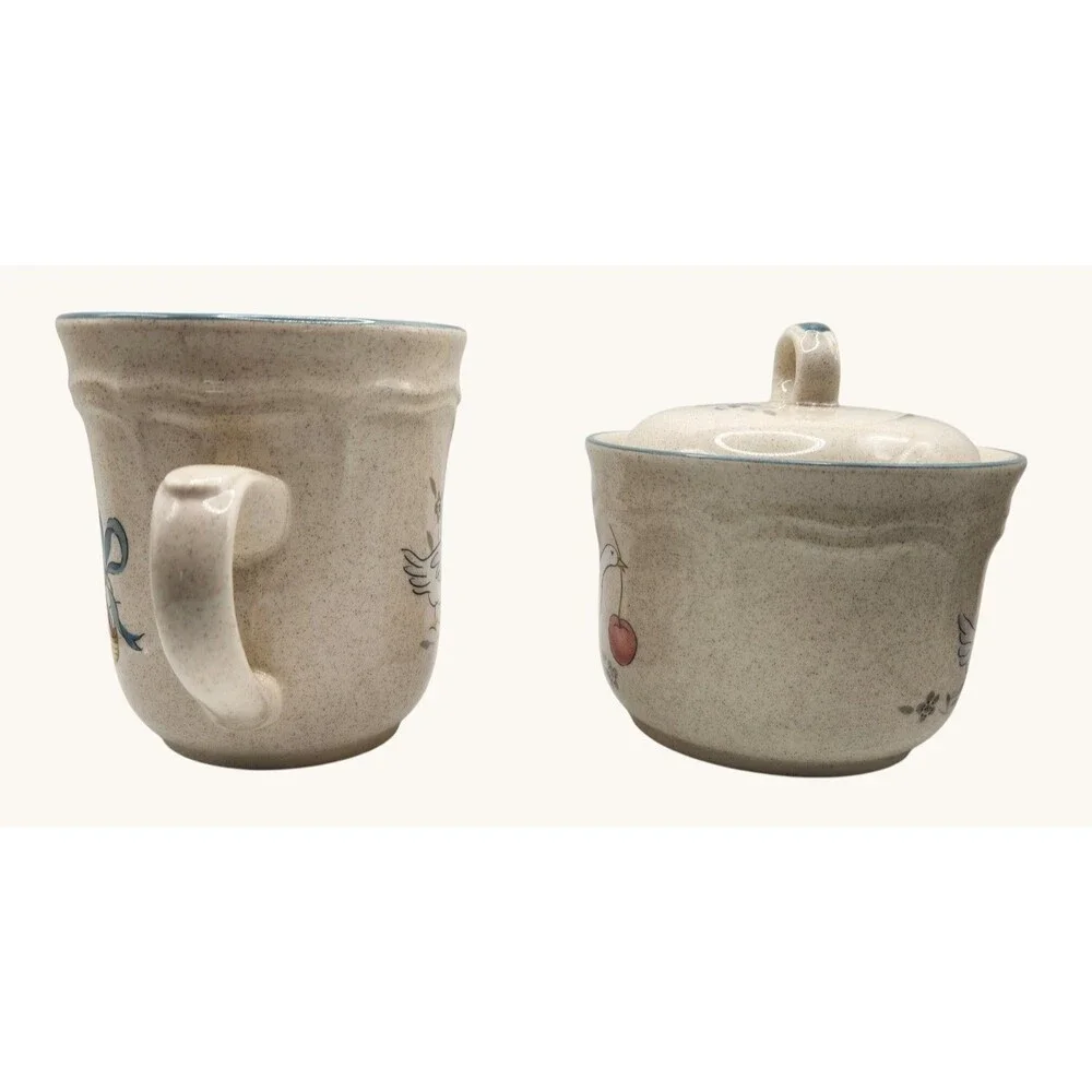 Vintage International China MARMALADE Stoneware Creamer & Lidded Sugar Bowl Set